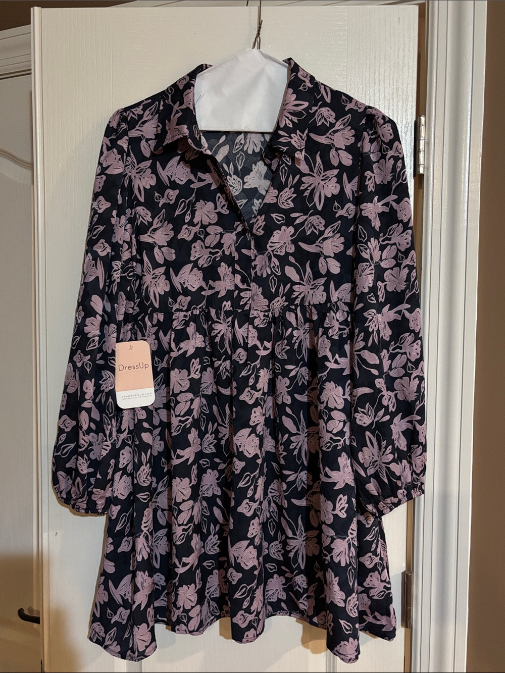 DressUp Navy Dress with Purple Floral Print